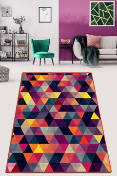 Tapijt Yuba 150x240cm Fluweel Driehoek patroon Multicolour