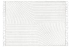 Tapis Zikode 160x230cm Motif Onde illusion optique Blanc et Beige