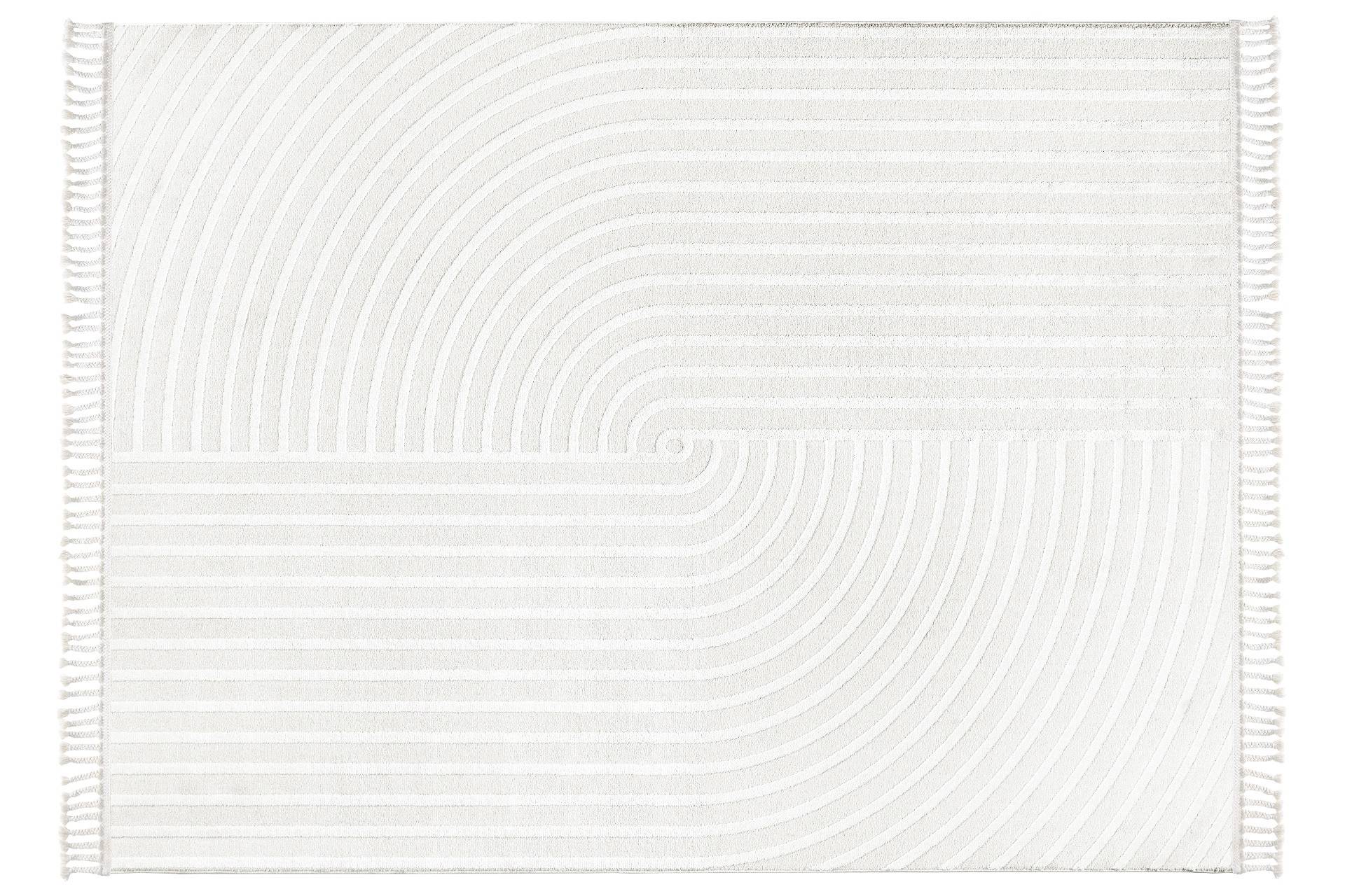 Tappeto Zikode 200x290cm Motivo a onde illusione ottica Bianco e Beige