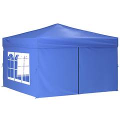 Tenda pieghevole per feste con pareti blu 3x3 m