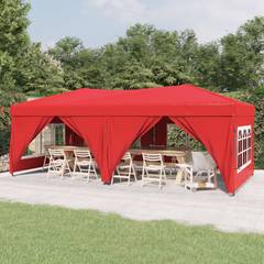 Tente de réception pliable avec parois Nejma L580xH245cm Tissu Rouge