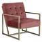 Fauteuil Texas velours Rose pieds Or