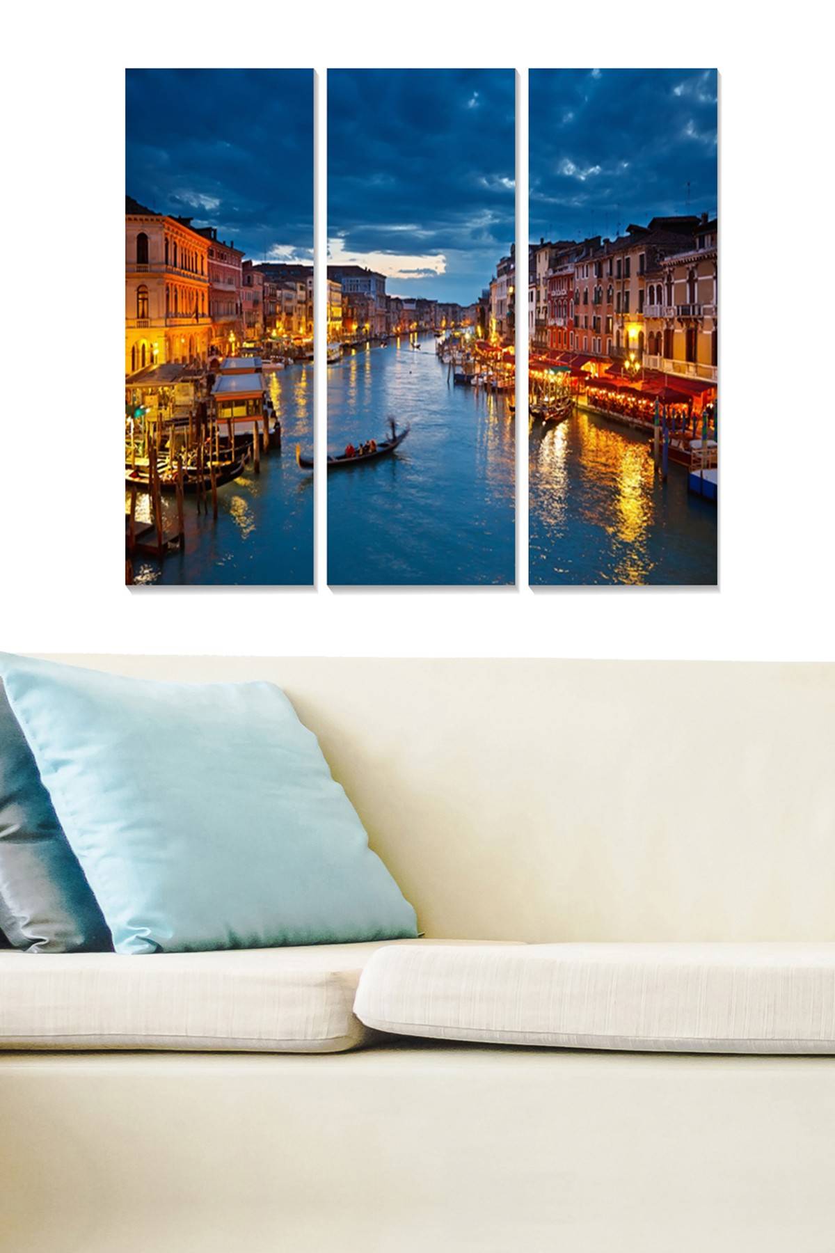 Drieluik decoratief schilderij Fabulosus schilderachtig Canal Grande van Venetië MDF Multicolour 