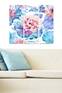 Triptychon Fabulosus B70xH50cm Aquarell-Motiv Blühende Blumen Rosa und Blau