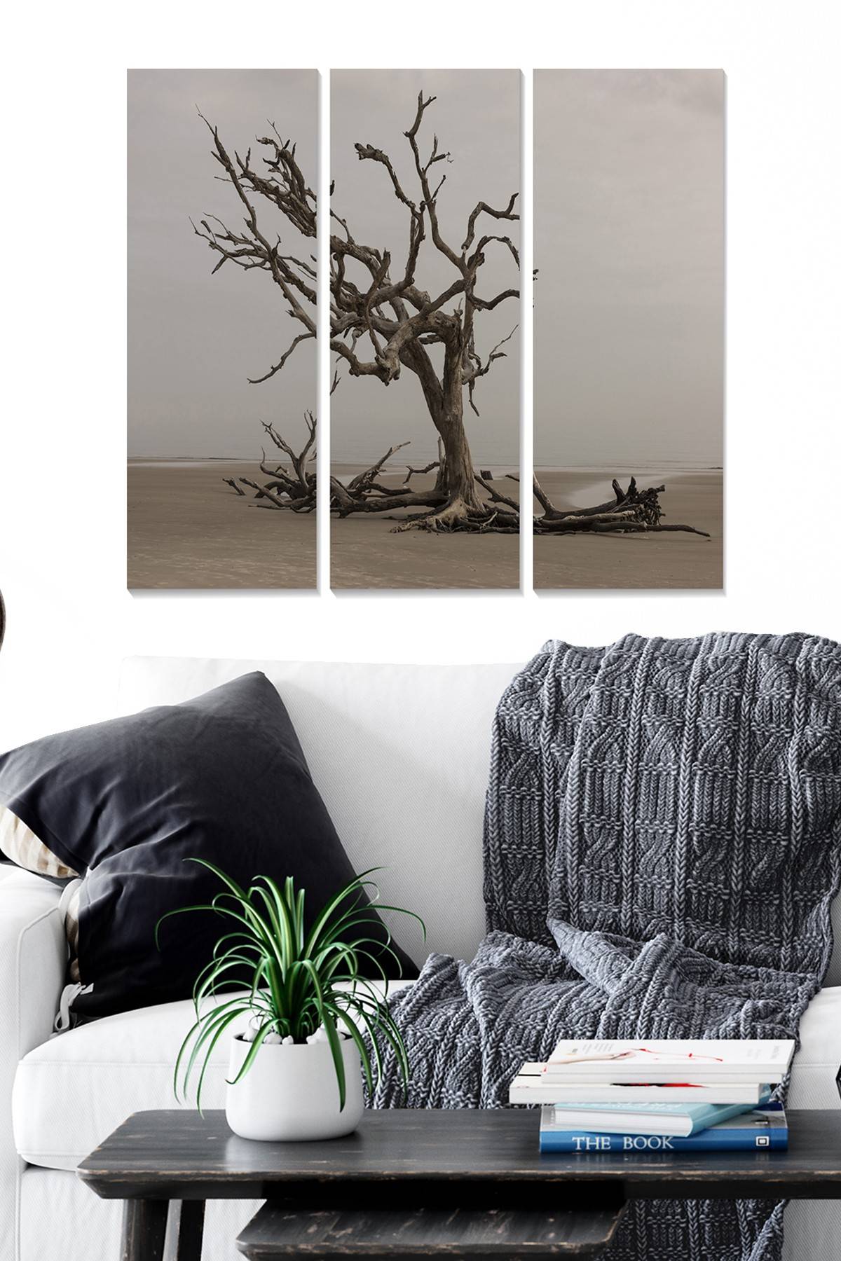 Triptychon Fabulosus B70xH50cm Motiv Vertrockneter einsamer Baum