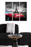 Triptychon Fabulosus B70xH50cm Motiv Cabriolet in Paris Rot und Grau