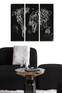 Triptychon Fabulosus B70xH50cm Stilisiertes Weltkartenmotiv Schwarz und Weiß
