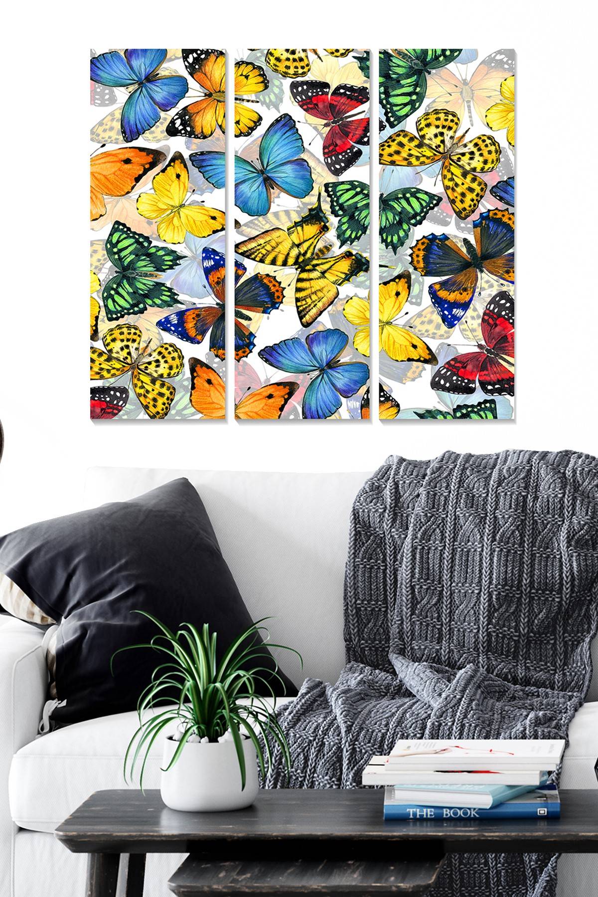 Drieluik decoratief schilderij Fabulosus compositie lepidoptera gekleurd MDF Multicolour 