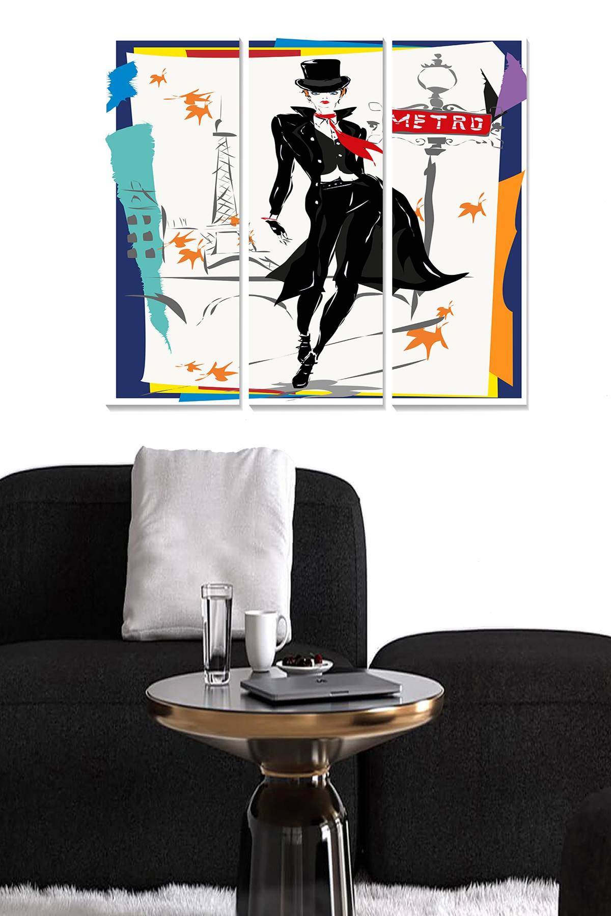 Drieluik decoratief schilderij Fabulosus conceptueel reizen Parijs MDF Multicolour 