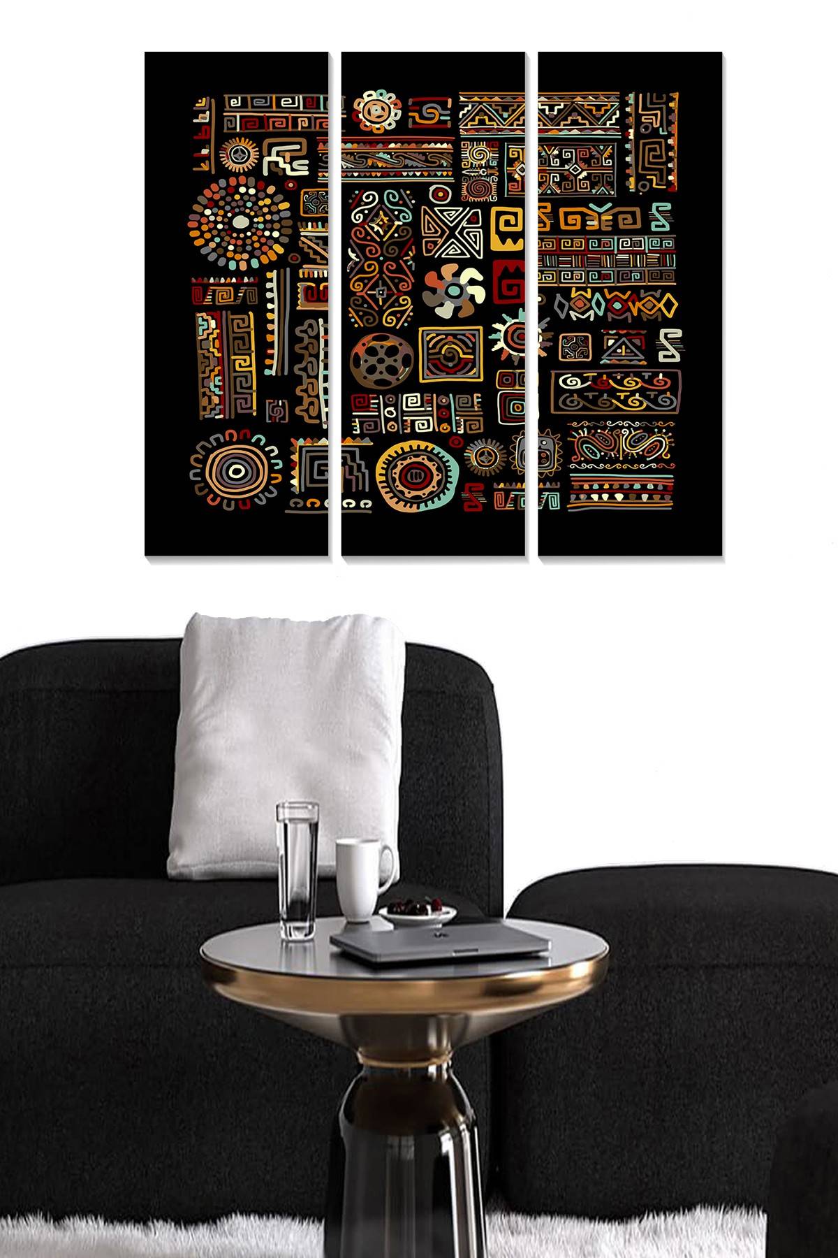 Triptychon Fabulosus B70xH50cm Afrikanisches Ethno-Muster Mehrfarbig