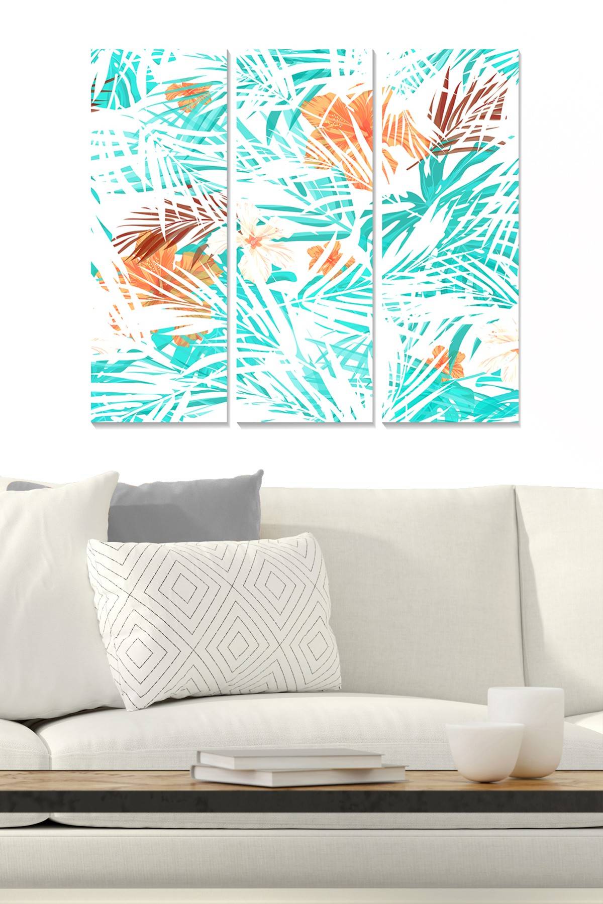 Drieluik decoratief schilderij Fabulosus palmbladeren motief MDF Multicolour 