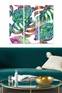 Triptychon Fabulosus B70xH50cm Motiv Tropische Blätter Grün und Violett