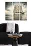 Triptychon Fabulosus B70xH50cm Motiv Großes Segelboot im Ozean Grau und Weiß
