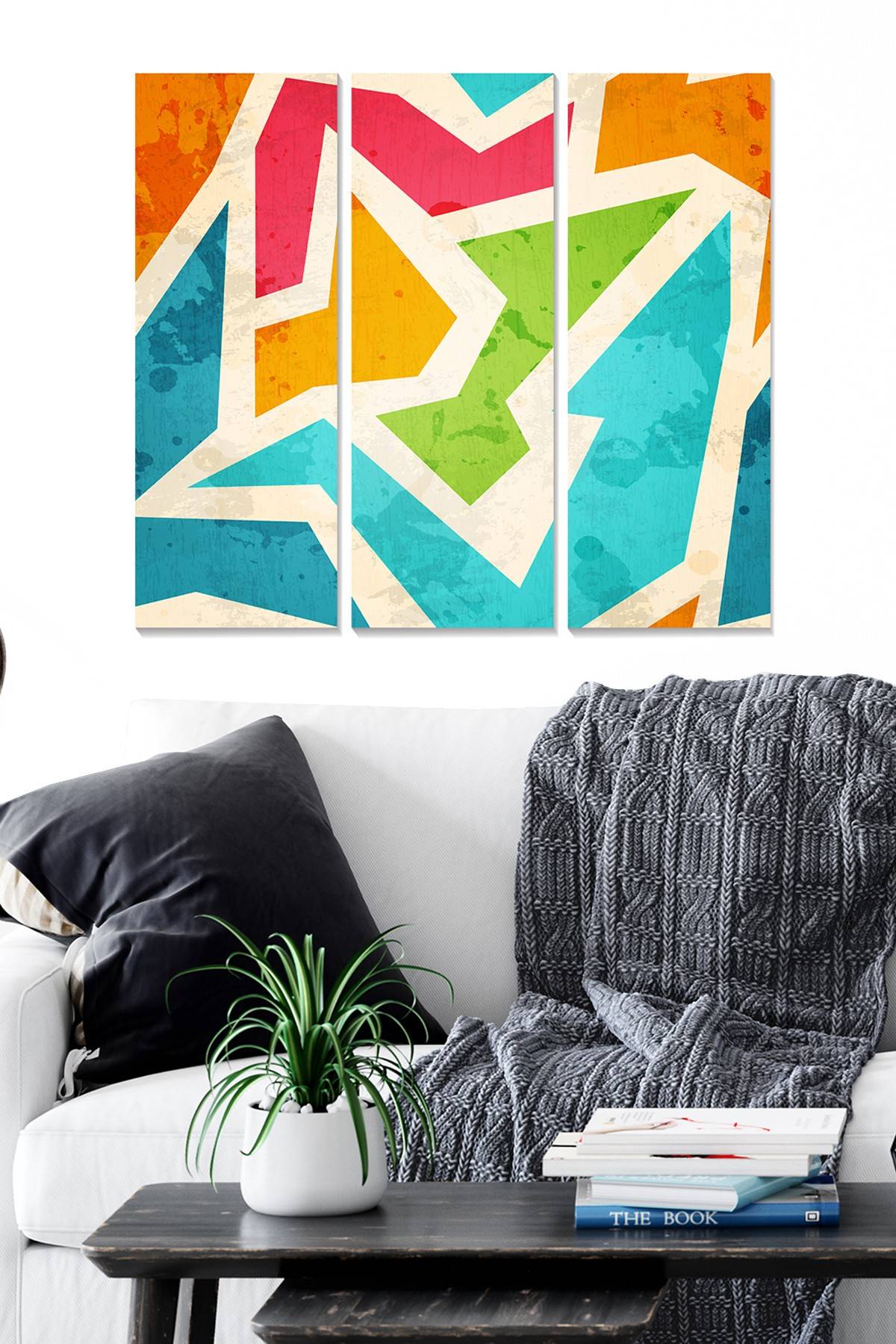 Drieluik decoratief schilderij Fabulosus grunge geometrische patronen MDF Multicolour
