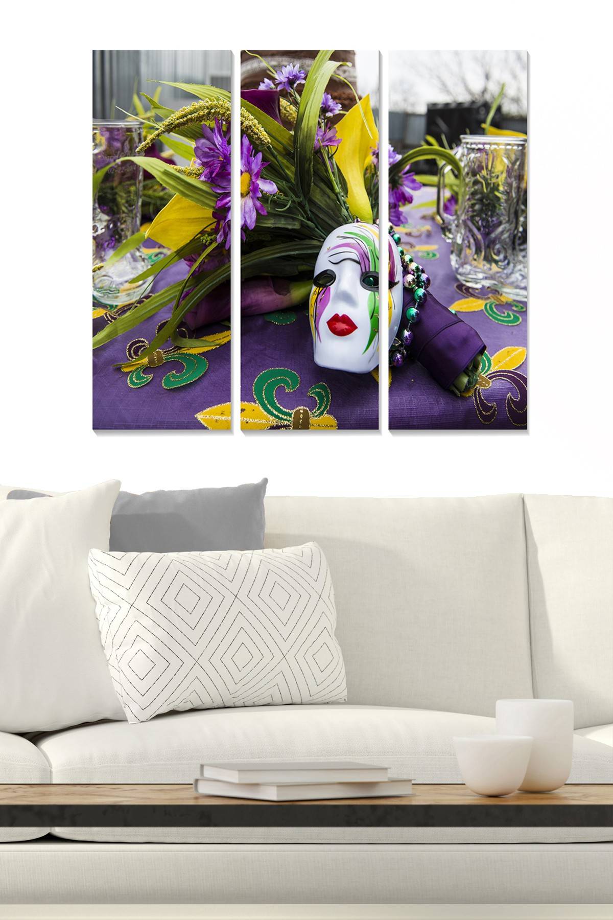 Triptychon Fabulosus B70xH50cm Motiv Maske Komposition Violett