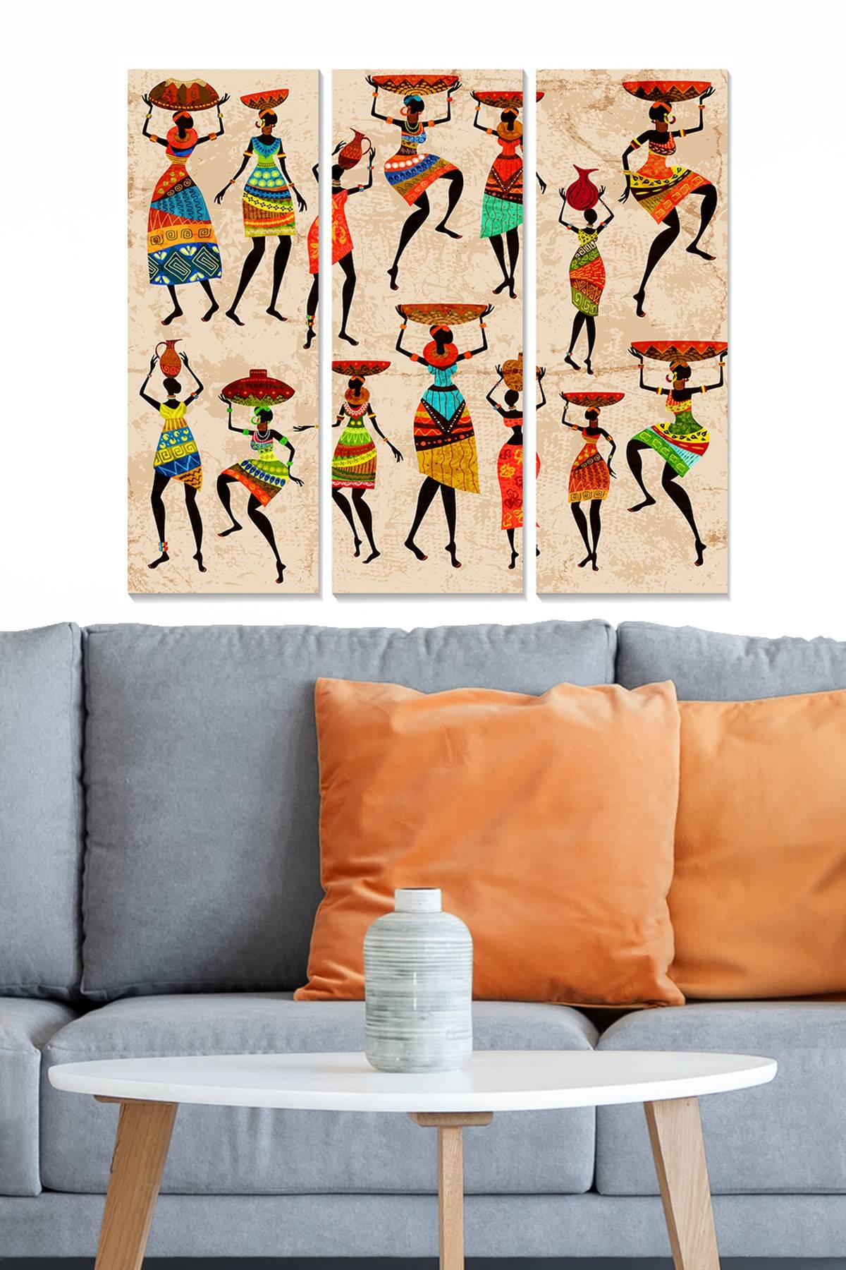 Triptychon Fabulosus B70xH50cm Motiv Afrikanische Malerei
