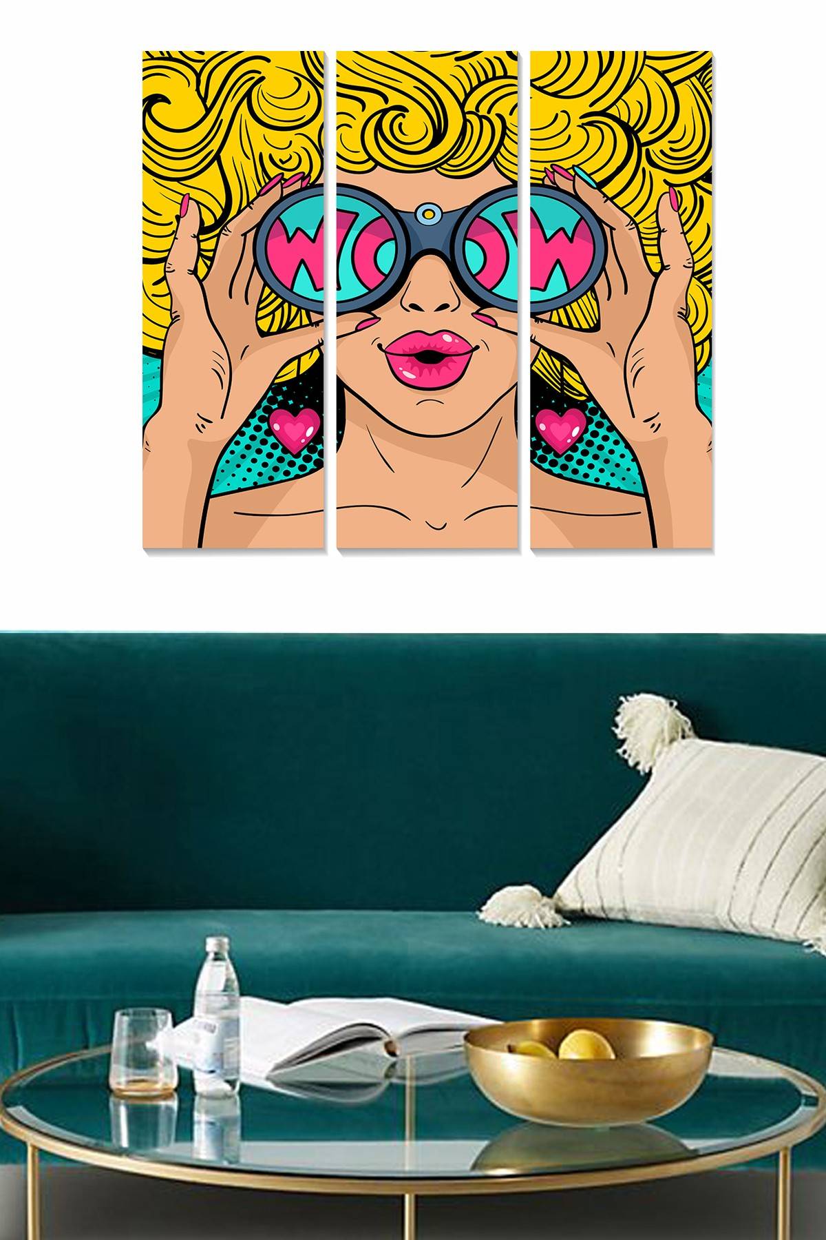 Triptychon Fabulosus B70xH50cm Pop-Art-Motiv, auffällige Frau