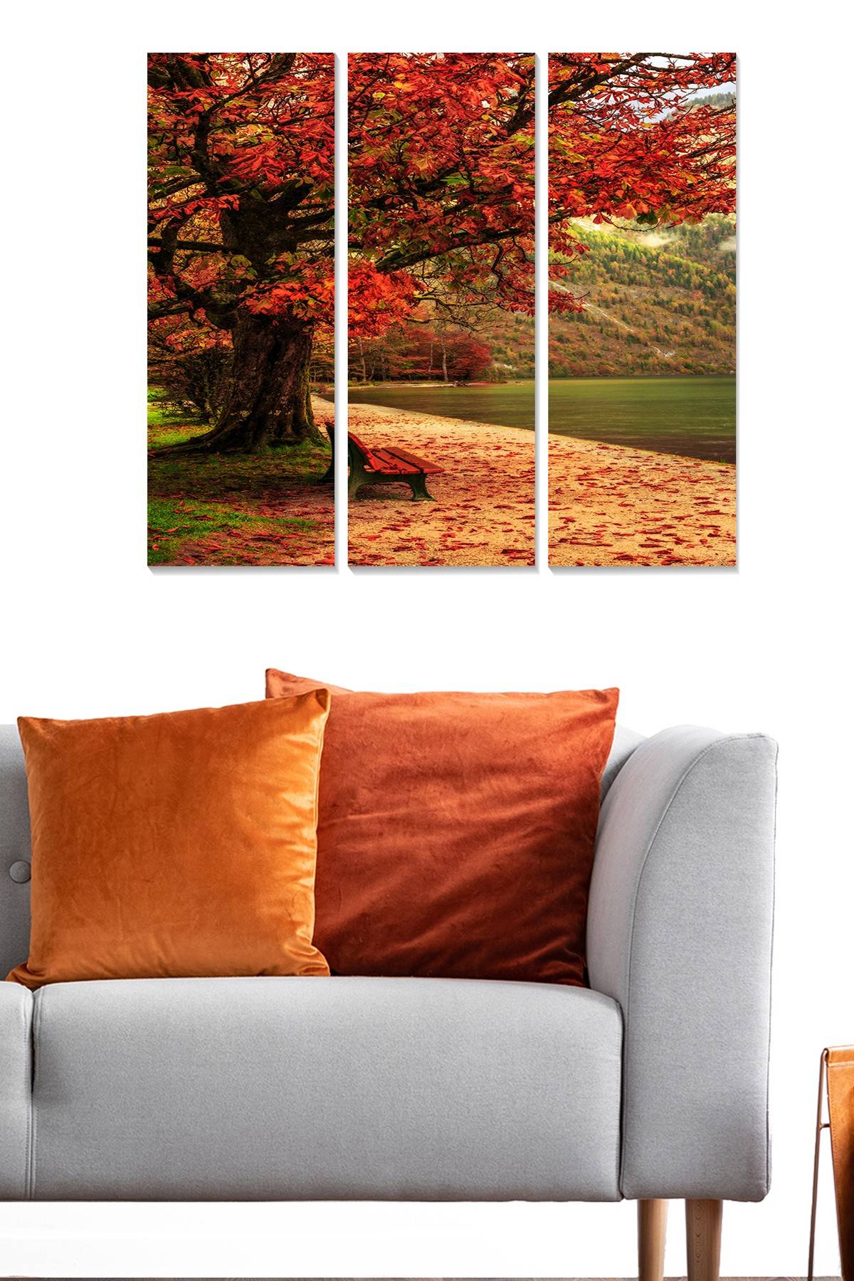 Triptychon Fabulosus B70xH50cm Szenisches Motiv Herbst im Park
