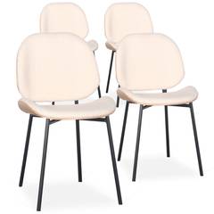 Set van 4 Turner stoelen Crème krullende stof en licht hout