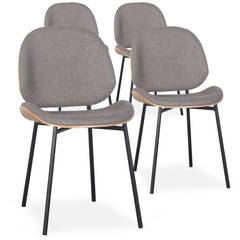 Set di 4 sedie Turner Tessuto riccio grigio e legno chiaro