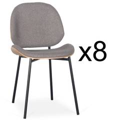 Set di 8 sedie Turner in tessuto grigio e legno chiaro
