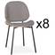 Lote de 8 sillas Turner Tela efecto borrego gris y madera clara