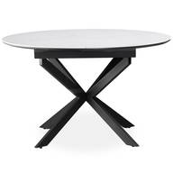 Tyrese 160cm uitschuifbare tafel met stervormige poten en wit marmeren blad