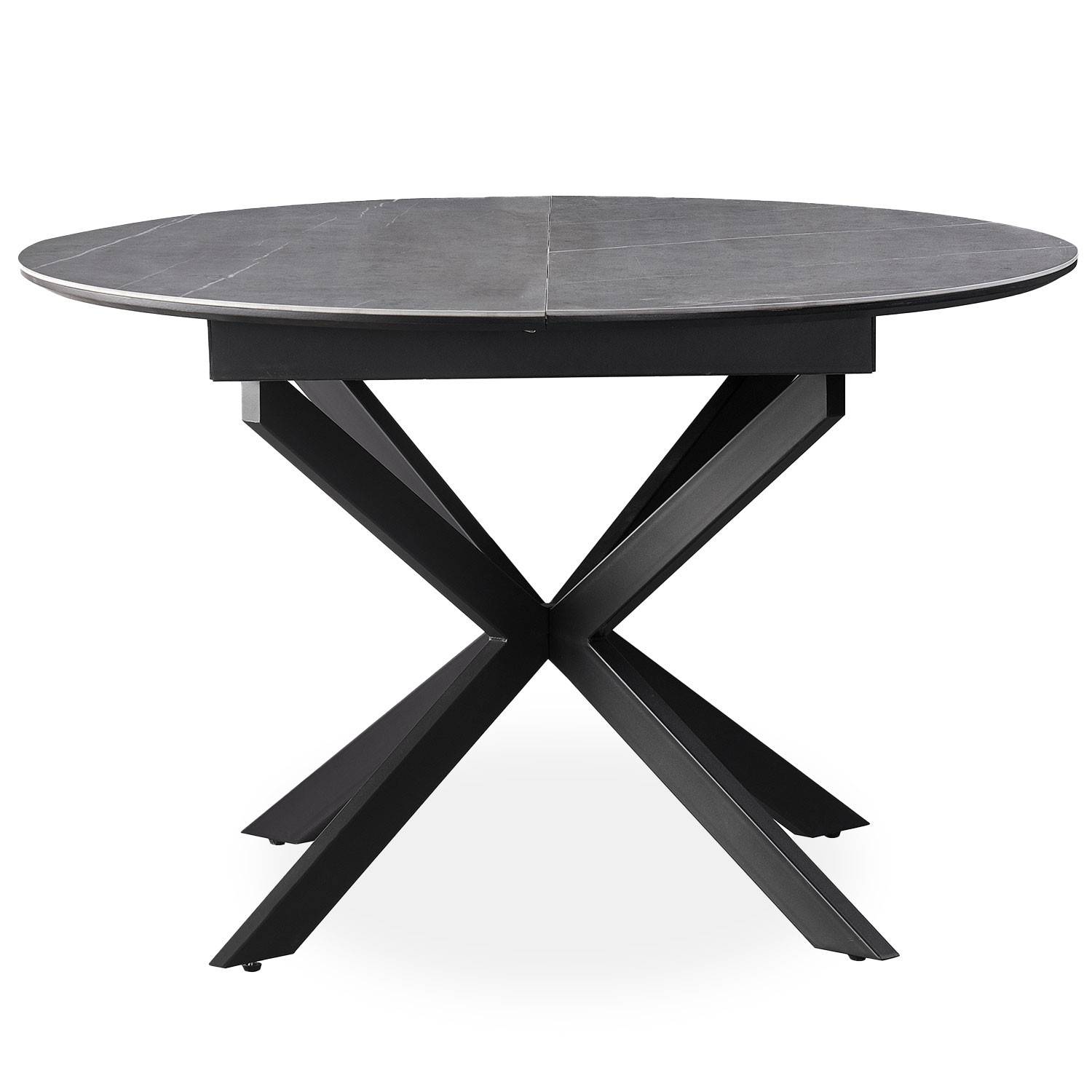 Tavolo allungabile Tyrese da 160 cm con gambe a stella e piano in ceramica grigio