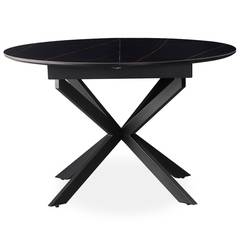 Tavolo allungabile Tyrese da 160 cm con gambe a stella e piano in ceramica nera