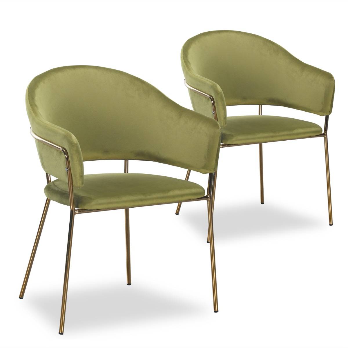 Set van 2 stoelen / fauteuils Ulrick Khaki Velvet