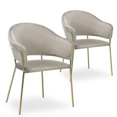 Set van 2 stoelen / fauteuils Ulrick Taupe Velvet
