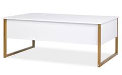 Table basse moderne Valmain 60x90cm Blanc et Métal Or