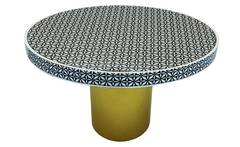 Table ronde style arty Ø100cm Viliana Motif géométrique noir et pied Or