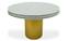Arty stijl ronde tafel Ø100cm Viliana Wit geometrisch patroon en goudkleurig onderstel