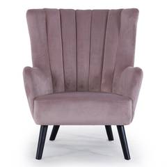 Scandinavische Vidal fauteuil in roze fluweel