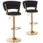 2er-Set Barstühle mit abgerundeter Rückenlehne im Stil von Xenox Mesh Velours Schwarz und Metall Gold