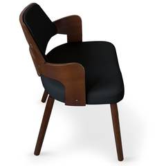 Set van 6 Dima Scandinavische stoelen in hazelnoot en zwart hout