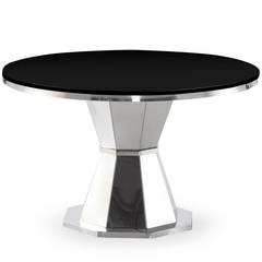 Yvone Runder Tisch aus Glas Schwarz