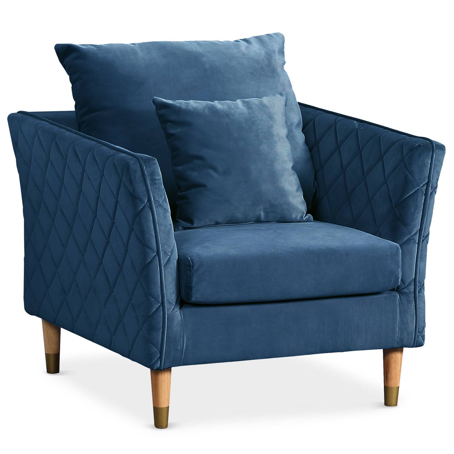 Zak vaste gewatteerde fauteuil Blauw Velvet