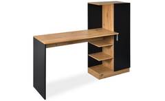 Combinación de escritorio y armario Zefrano en madera clara y negro