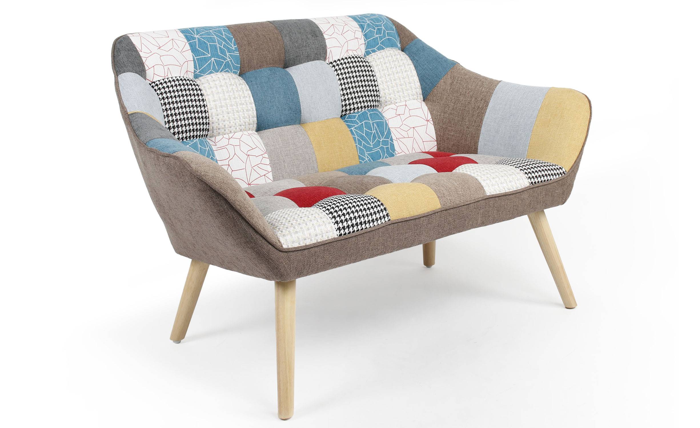 Skandinavisches 2-Sitzer-Sofa Zentao Patchwork-Effekt Stoff Mehrfarbig